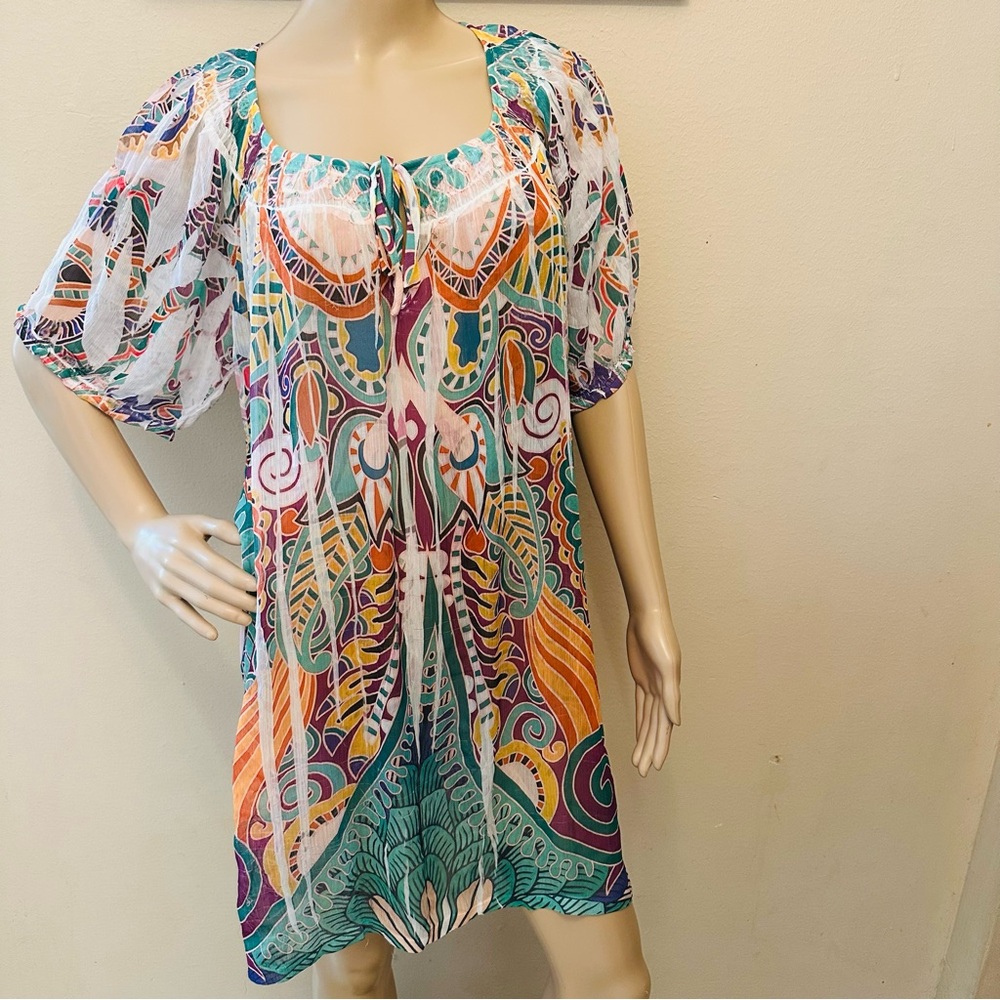 ONE WORLD Multicolor Boho Swim Coverup